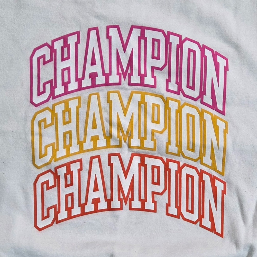 Champion Womens 2X White Graphic Crewneck Sweatshirt GF537